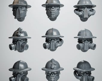 Grimdark Trench Proxy - Dieselpunk Trencher Helmets - 32mm Resin - (Arcamundi)