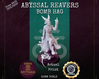 Abyssal Reavers - Grimdark Trench Proxy Miniatures - Bomb Hag - 32mm Resin Minis - (Diceverse)