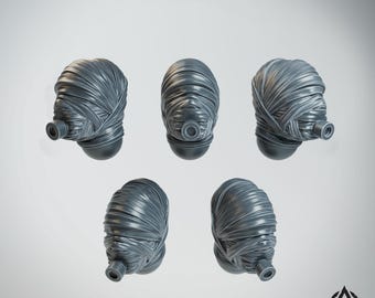 Grimdark Trench Proxy - 9x Leprous Bandaged Heads  - 32mm Resin - (Arcamundi)