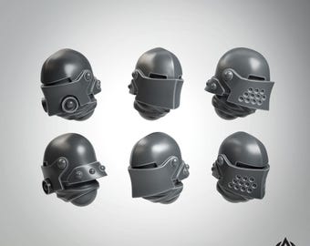 Grimdark Trench Proxy - x6 Dieselpunk Sallet - 32mm Resin - (Arcamundi)