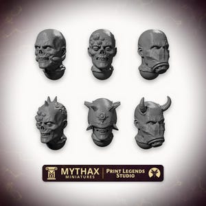 Ruttnande Ghoul-huvuden x6 - 32 mm harts-kitbash-bitar - Grimdark Trench Proxy - Set #025