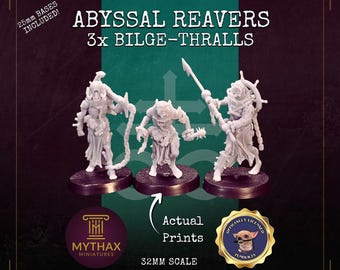 Abyssal Reavers - Grimdark Trench Proxy Miniatures - Bilge-Thralls - 32mm Resin Minis - (Diceverse)
