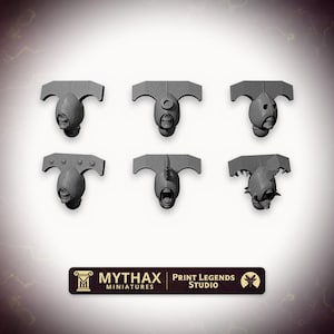 Hammerhead Monster Heads x6 - 32 mm Resin Kitbash Bits - Grimdark Trench Proxy - Set #027