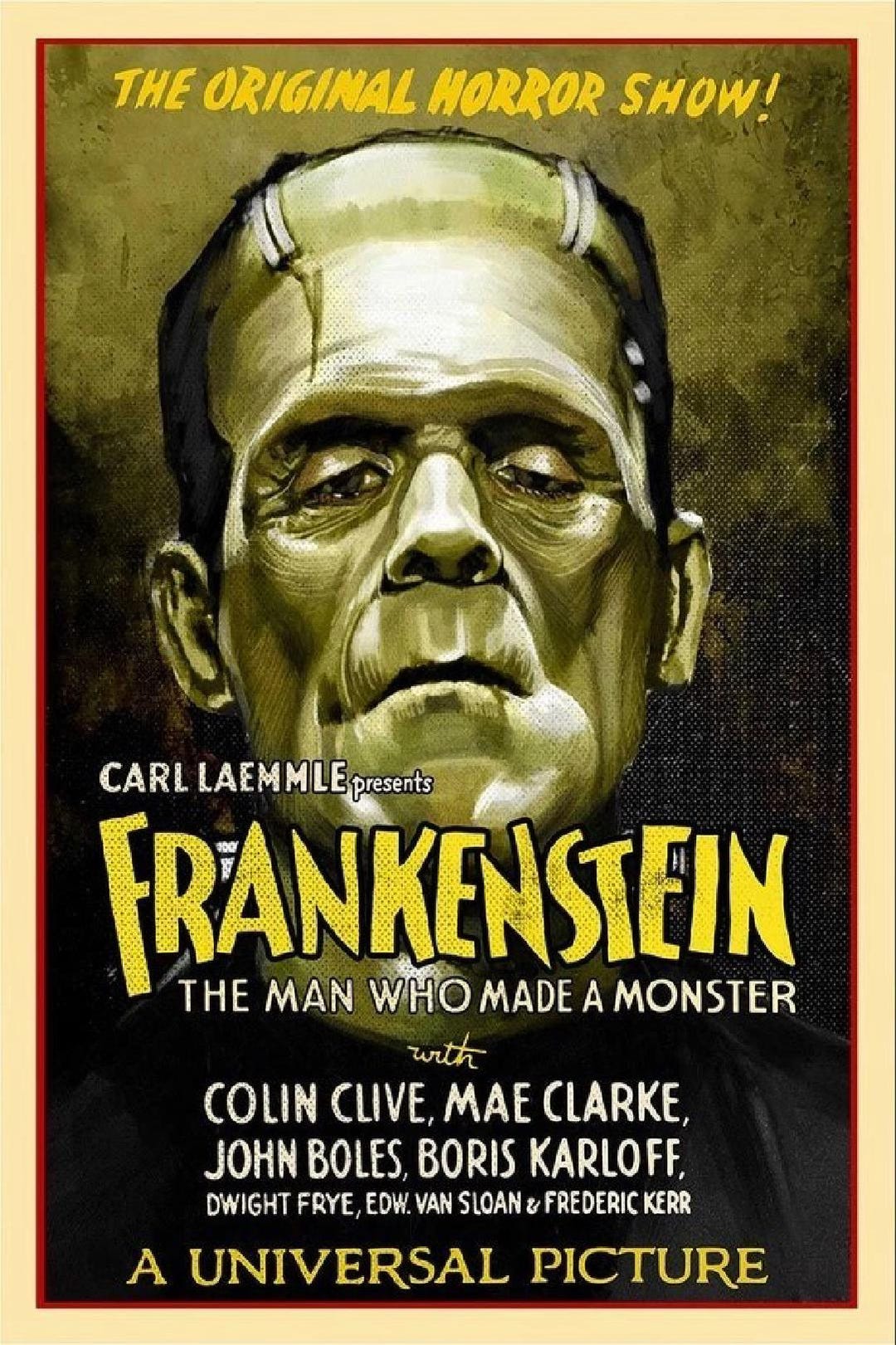 Vintage Frankenstein Movie Poster Print - Boris Karloff Monster Classic ...