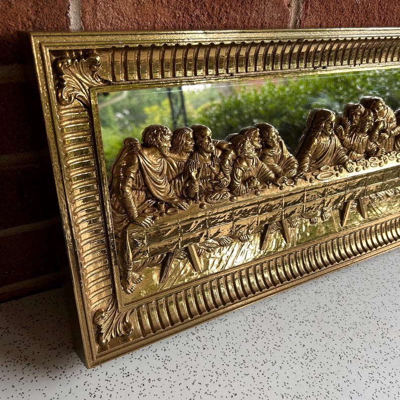 Vintage Last Supper Gold Toned Mirrored Wall Art Large Picture - Etsy