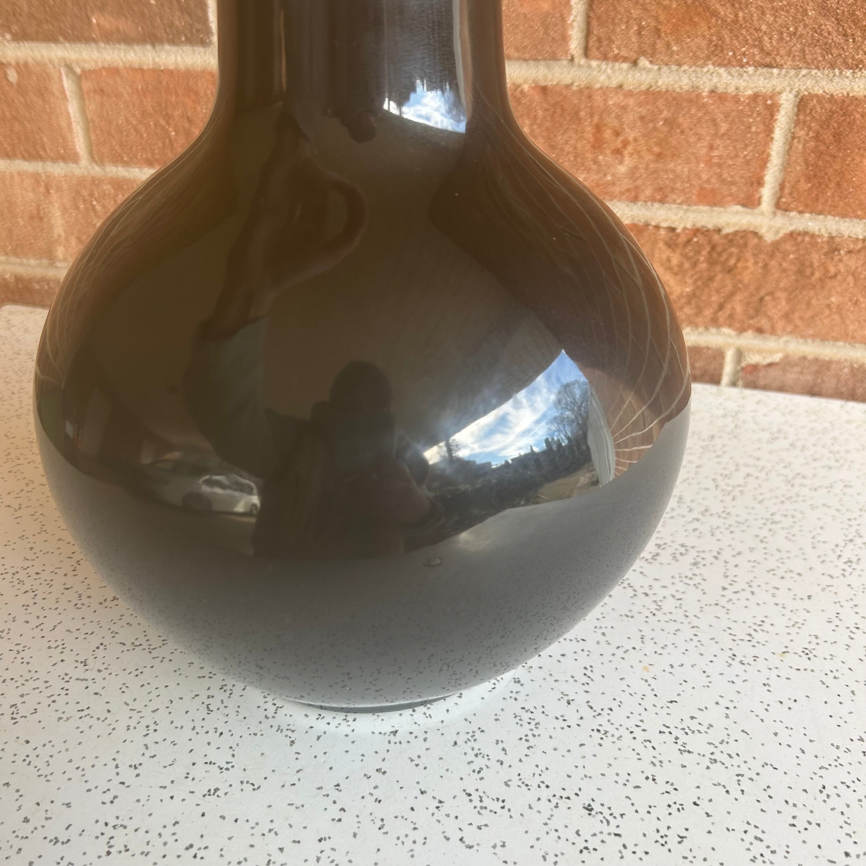Retro 80s 90s Jenkins Ceramics High Gloss Large Black Vase, California