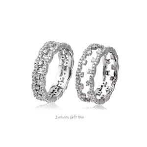 925 Sterling Silver Moissanite Lace Ring, Gold Plated Vintage Wedding Band (Gift Box Included)