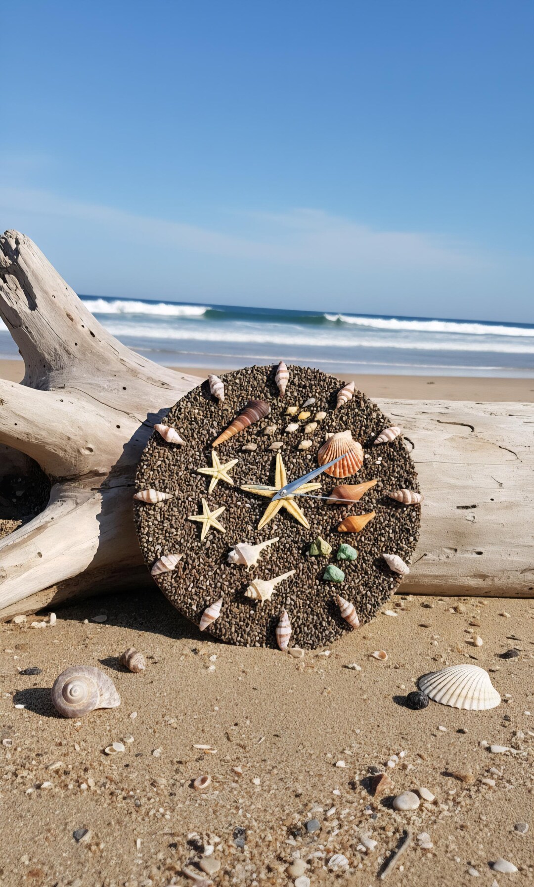 Seashell Clock, Pebble Stone Wall Decor, Beach House Handmade Clock - Etsy