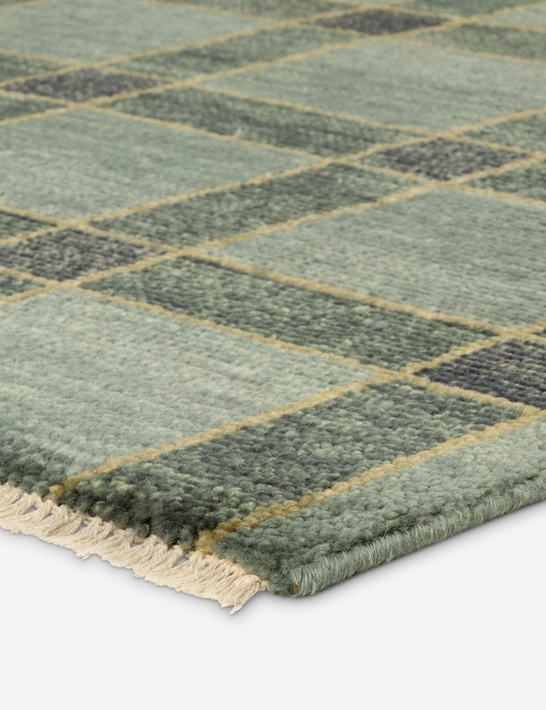 Oushak rug 9x12: Green Oushak Wool Hand Knotted Rugs 8x10