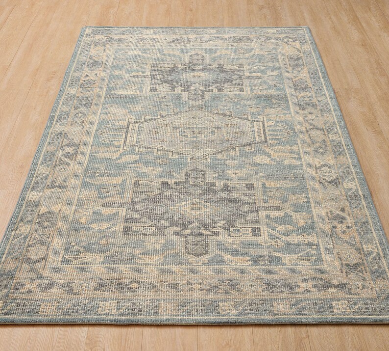 Hand Knotted Rug: 9x12, 4x6, Antique Oushak Turkish Rugs Muted Living Room Carpet
