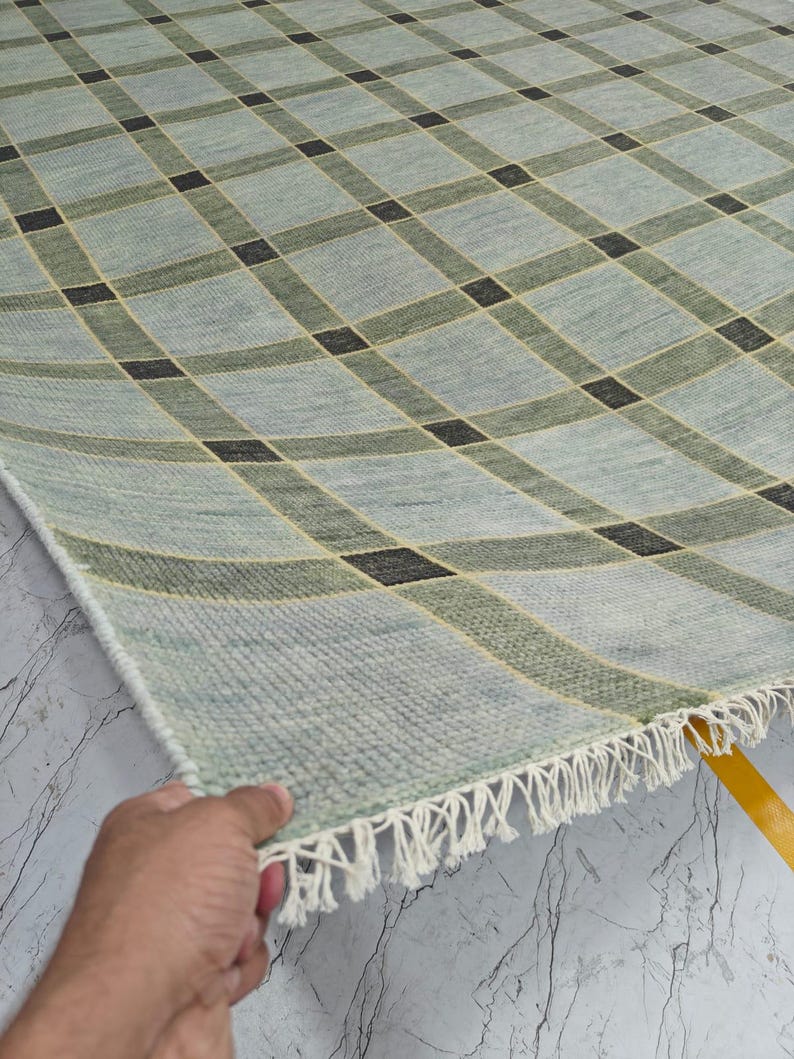 Oushak rug 9x12: Green Oushak Wool Hand Knotted Rugs 8x10 image 1