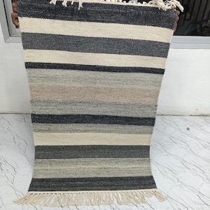 Scandinavian Flatweave Rugs: Wool Area Rug 4x6, 5x7, 6x9, Modern Swedish Hand Woven