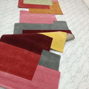 Runner Rugs: Rainbow Color Hand Tufted Modern Geometric Rug