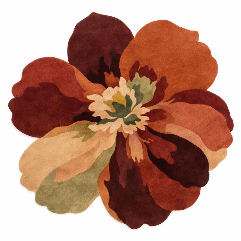 Hand Tufted Wool Flower Rug | Modern Abstract Floral Carpet - Etsy