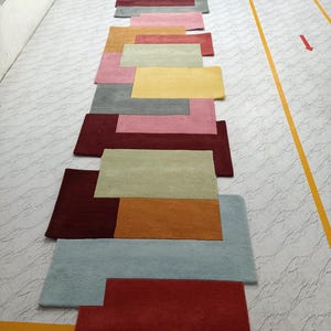 Runner Rugs: Rainbow Color Hand Tufted Modern Geometric Rug