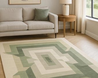 Living Room Rugs 6x9: Sage Green Colour Hand Tufted Wool Area Rug Tufte