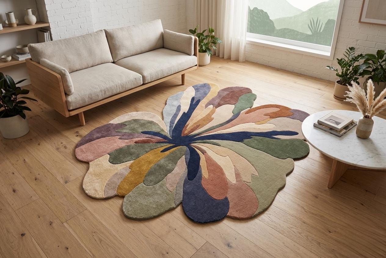 Eclectic Round Wool Rugs Hand Tufted Round Wool Rugs, Abstract Modern Area Rug, Designer Carpet ...
