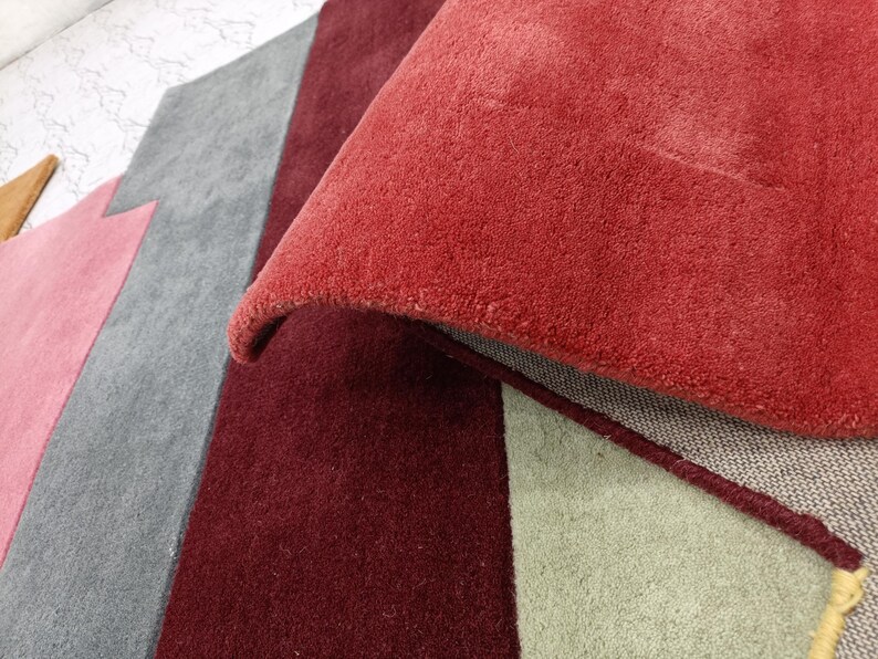 Runner Rugs: Rainbow Color Hand Tufted Modern Geometric Rug