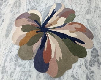 Hand Tufted Wool Round Rug, Abstract Modern Boho Area Rug (Custom Size)