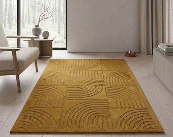 Mustard Wool Rugs Hand Tufte: Living Room Rugs 6x9, 8x10