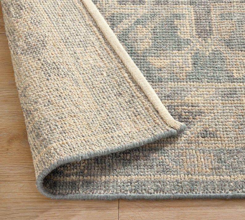 Hand Knotted Rug: 9x12, 4x6, Antique Oushak Turkish Rugs Muted Living Room Carpet