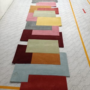 Runner Rugs: Rainbow Color Hand Tufted Modern Geometric Rug