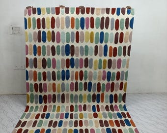 Hand Tufted Wool Rug, Mid Century Modern Geometric Capsule Pattern, Retro 70s Style