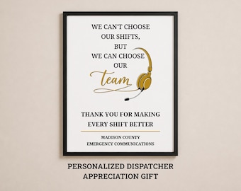 Personalized Dispatcher Appreciation Gift, Thank You Dispatcher Print, Custom Team Recognition Wall Art