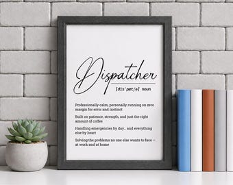 Dispatcher Definition Wall Art for Women Funny 911 Dispatcher Gift Printable
