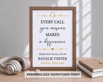 Personalized 911 Dispatcher Printable Wall Art Dispatcher Birthday Gift Work Anniversary Office Decor Coworker Gift