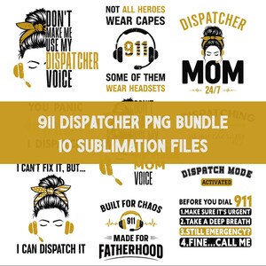 911 Dispatcher PNG Bundle Sublimeringsdesigner 10-pack Dispatcher-skjortdesign PNG Första hjälpens presentoperatör Sublimeringsfiler