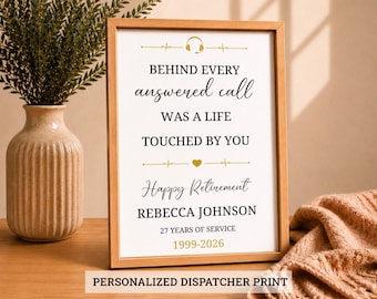 Dispatcher Retirement Gift Personalized 911 Dispatcher Wall Art  Retirement Printable