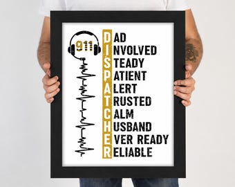 Dispatcher Husband Gift Printable Wall Art Gift from Wife 911 Dispatcher Poster Telecommunicator Gift for Him Digital Download