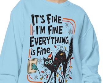 Gato negro navideño divertido PNG, meme "Está bien" (descarga digital)