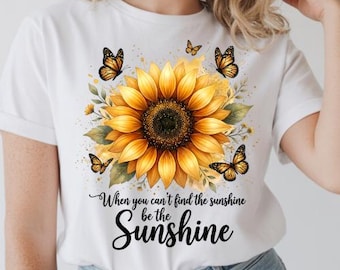 Cita de girasol PNG, diseño inspirador "Sé el sol" (descarga digital)