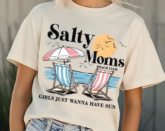 Salty Moms Beach Club PNG, diseño de camiseta retro de verano (descarga digital)
