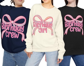 Paquete PNG de cumpleaños de niña y equipo con lazo coqueto / Sublimación neón (descarga digital)