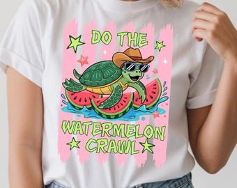 Do The Watermelon Crawl PNG, Cute Turtle PNG, Coquette Summer Sublimation Design, Girly Preppy PNG, Boutique Shirt Design, Digital Download