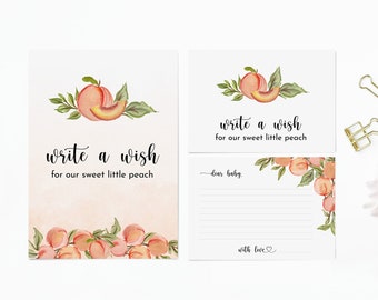 Wishes for Baby Sign and Cards •  Guest Book Sign • Peach Baby Shower Wishes • Sweet Little Peach is On the Way • Sweet as a Peach • SLP