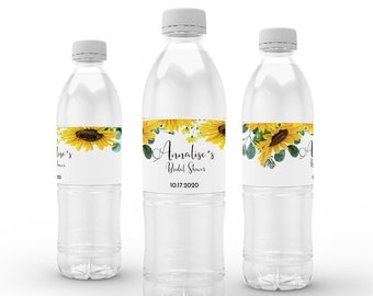 Sunflower Bridal Shower Water Bottle Label • Editable Printable Bottle Wrapper • SUN1