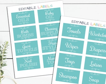 Editable Aqua Labels • Type and Print • Farmhouse, Rustic Labels • LAB001