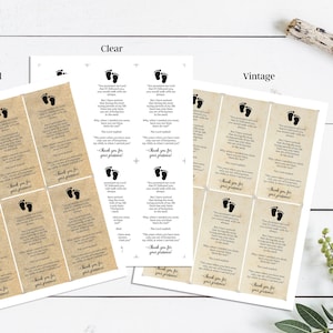 May include: Printable thank you cards with a footprint design and the text "Thank you for your patience!" in a vintage, weathered, and clear style.