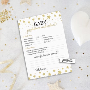 Twinkle Twinkle Little Star • Baby-Vorhersagen und Ratschläge für Eltern-Karte • Geschlechtsneutrales Babyparty-Spiel • TLS