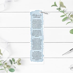 Footprints in the Sand Printable Bookmark, Instant Download PDF, PP39
