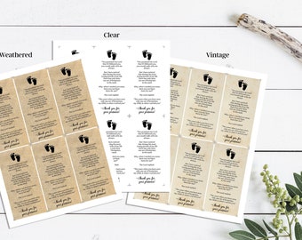 Footprints in the Sand Printable Poem • Baby Baptism Religious Occasion Favor • Printable Cards • Instant Download • RFS