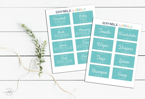 Editable Aqua Labels - Instant Download - Edit and Print - Farmhouse, Rustic Labels Il_570xn