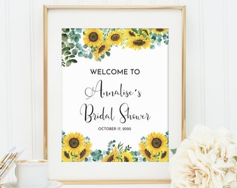 Bridal Shower Sign Sunflower • Sunflower Bridal Shower Theme • Unlimited Editable Sunflower Signs • SUN1