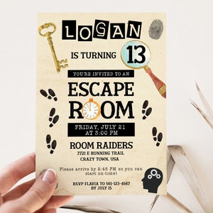 Escape Room Birthday Invitation • Escape Room Party Invitation Digital • Teen Boy Birthday Invitation •  ESC1