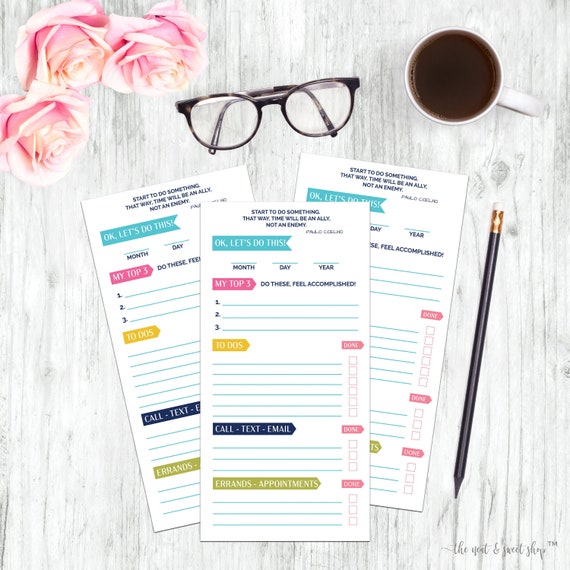 Daily Goals, To-Dos, and Errands List • Printable 3.5x7 inches • NHB Il_570xn