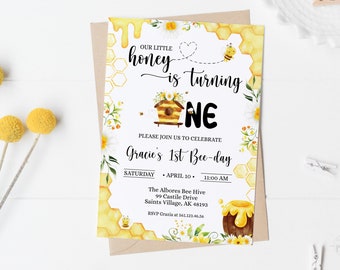 First Bee Day Invitation • Our Little Honey Bee Birthday • BDG001